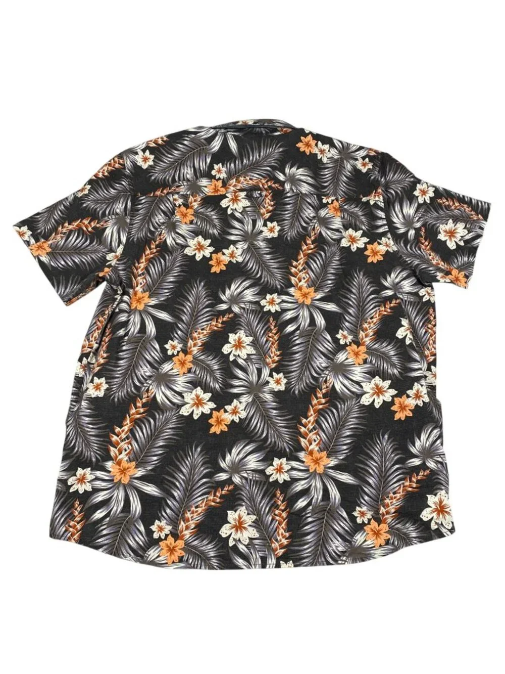 Hurley Mens XXL Black Tropical Floral Short Sleeve Button-Up Shirt Cotton Blend
